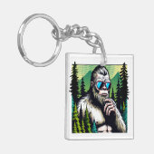 Neugieriger Bigfoot mit Sonnenbrille Verstecken in Schlüsselanhänger (Vorderseite links)