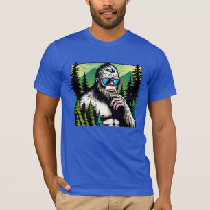 Neugieriger Bigfoot mit Sonnenbrille versteckt sic T-Shirt