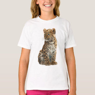 Neugieriger blauer Leopard-Welpe mit Augenflecken T-Shirt