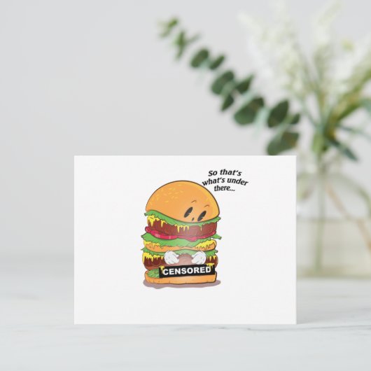 Neugieriger Burger Postkarte (Stehend Vorderseite)