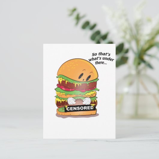 Neugieriger Burger Postkarte (Stehend Vorderseite)