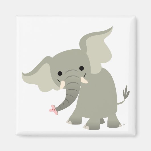 Neugieriger Cartoon Elephant Magnet (Vorne)