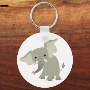 Neugieriger Cartoon Elephant Schlüsselanhänger