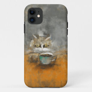 Neugieriger Cat & Coffee Art Mobile-Fall Case-Mate iPhone Hülle