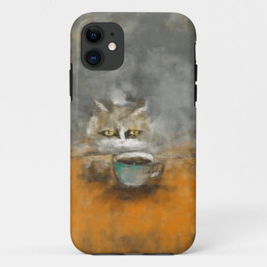 Neugieriger Cat & Coffee Art Mobile-Fall Case-Mate iPhone Hülle (Rückseite)