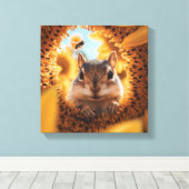 Neugieriger Chipmunk-Ping durch gegessen Sonnenblu Leinwanddruck (Insitu (Holzboden))