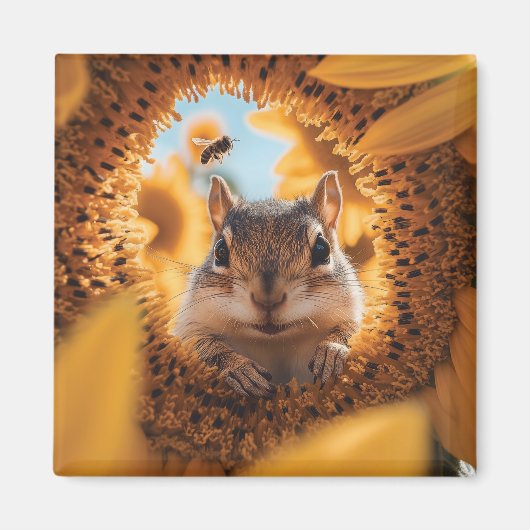Neugieriger Chipmunk-Ping durch gegessen Sonnenblu Magnet (Vorne)
