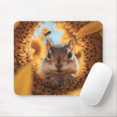 Neugieriger Chipmunk-Ping durch gegessen Sonnenblu Mousepad (Mit Mouse)
