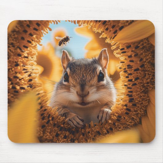 Neugieriger Chipmunk-Ping durch gegessen Sonnenblu Mousepad (Vorne)