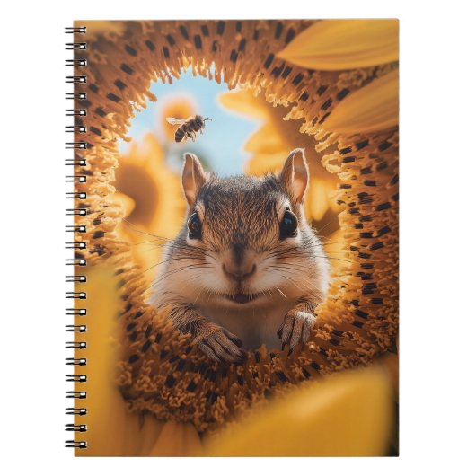 Neugieriger Chipmunk-Ping durch gegessen Sonnenblu Notizblock (Vorderseite)
