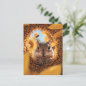 Neugieriger Chipmunk-Ping durch gegessen Sonnenblu Postkarte (Stehend Vorderseite)