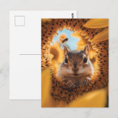 Neugieriger Chipmunk-Ping durch gegessen Sonnenblu Postkarte (Vorne/Hinten)