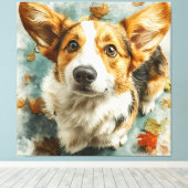 Neugieriger Corgi Herbstblick Leinwanddruck (Insitu (Holzboden))