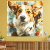 Neugieriger Corgi Herbstblick Leinwanddruck (Insitu (Wohnzimmer))