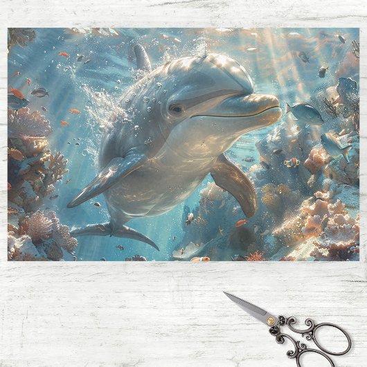 Neugieriger Delfin-Dekoupage Seidenpapier