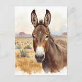 Neugieriger Donkey im Südwesten der Wüstenlandscha Postkarte (Vorderseite)