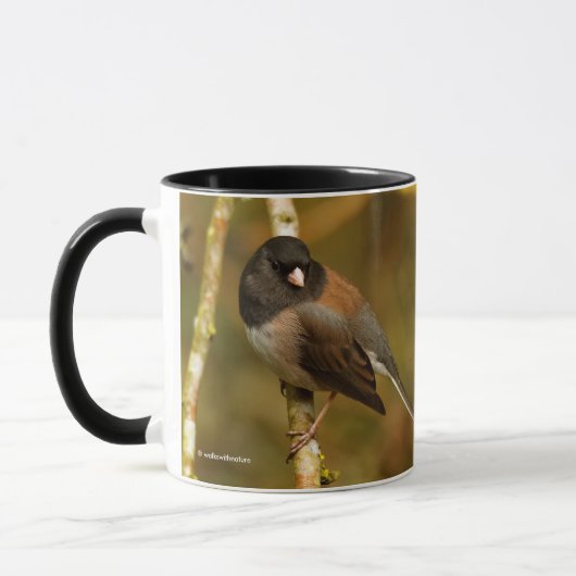 Neugieriger, dunkel-Mit Augen Junco Sparrow Songbi Tasse (Links)