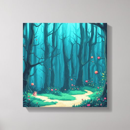 Neugieriger Fox auf dem Waldweg Leinwanddruck (Vorderseite)