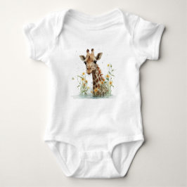 Neugieriger Giraffe Leiter mit Blume Baby Strampler