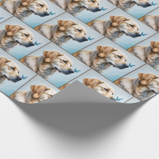 Neugieriger Golden Retriever Geschenkpapier (Ecke)