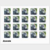 Neugieriger Gorilla steht aufrecht Quadratischer Aufkleber (Blatt)