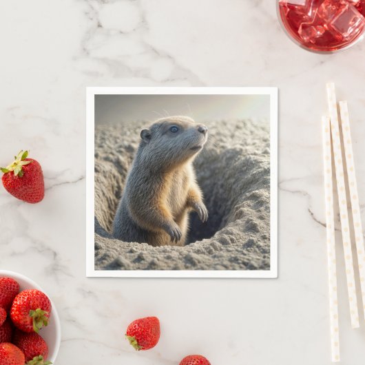 Neugieriger Groundhog im Loch Serviette (Beispiel)