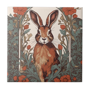 Neugieriger Hase William Morris Inspirierte Flora Fliese