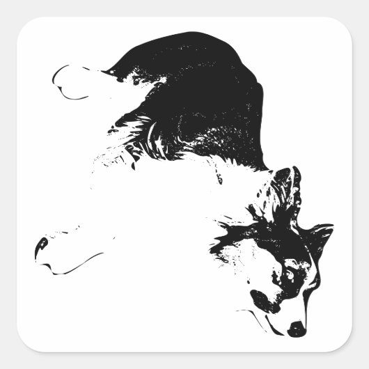 Neugieriger Hund im Herbst Quadratischer Aufkleber (Vorderseite)