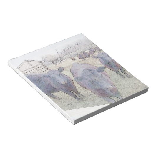 Neugieriger junger Schwarzer Angus Notizblock (angewinkelt)