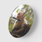 Neugieriger Kapuziner, Costa-Ricaner-Affe Runde Wanduhr (Winkel)