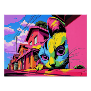 Neugieriger Kolossus: Die Riesenkatze im Nachbarla Poster