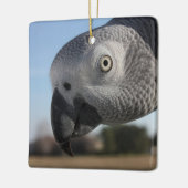 Neugieriger Kongo-Afrikanischer Grauer Papagei Keramikornament (Links)