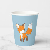 Neugieriger Little Fox auf blau Pappbecher (Vorderseite)