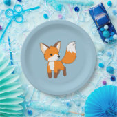 Neugieriger Little Fox auf blau Pappteller (Party)