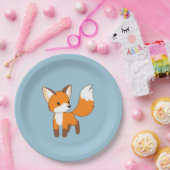 Neugieriger Little Fox auf blau Pappteller (Party)