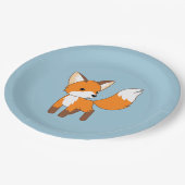 Neugieriger Little Fox auf blau Pappteller (Schrägansicht)