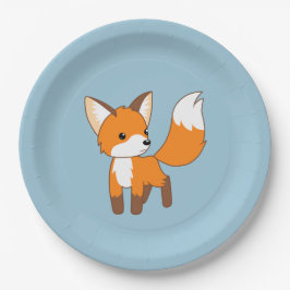 Neugieriger Little Fox auf blau Pappteller