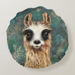 Neugieriger Llama Funny Round Pillow Rundes Kissen
