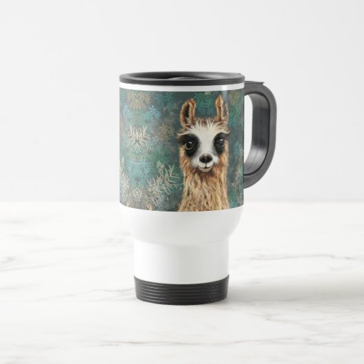 Neugieriger Llama Travel Mug - Lächeln Reisebecher (VorderseiteRechts)