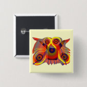 Neugieriger Löwehund Button (Vorne & Hinten)