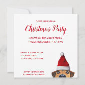 Neugieriger Niedlicher Hund mit Weihnachtsmannmütz Einladung (Rückseite)