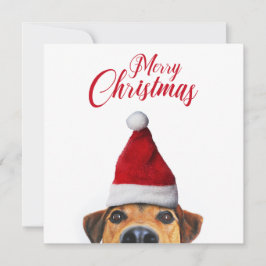 Neugieriger Niedlicher Hund mit Weihnachtsmannmütz Einladung