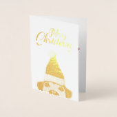 Neugieriger Niedlicher Hund mit Weihnachtsmannmütz Folienkarte (Vorderseite)