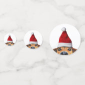 Neugieriger Niedlicher Hund mit Weihnachtsmannmütz Konfetti (Rückseiten)