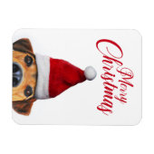 Neugieriger Niedlicher Hund mit Weihnachtsmannmütz Magnet (Horizontal)