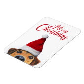 Neugieriger Niedlicher Hund mit Weihnachtsmannmütz Magnet (Linke Seite)