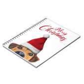 Neugieriger Niedlicher Hund mit Weihnachtsmannmütz Notizblock (Linke Seite)
