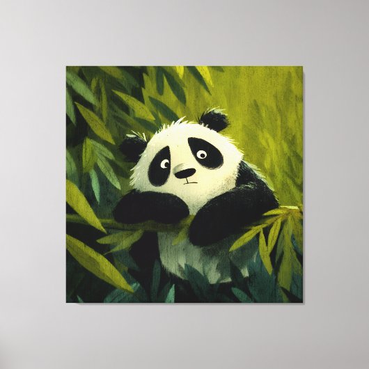 Neugieriger Panda Bambus Einblick Leinwanddruck (Vorderseite)