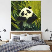 Neugieriger Panda Bambus Einblick Leinwanddruck (Insitu (Schlafzimmer))