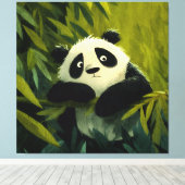 Neugieriger Panda Bambus Einblick Leinwanddruck (Insitu (Holzboden))